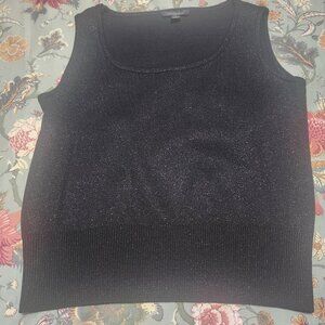 St. John Metallic Knit Sleeveless Sweater Black Size Medium